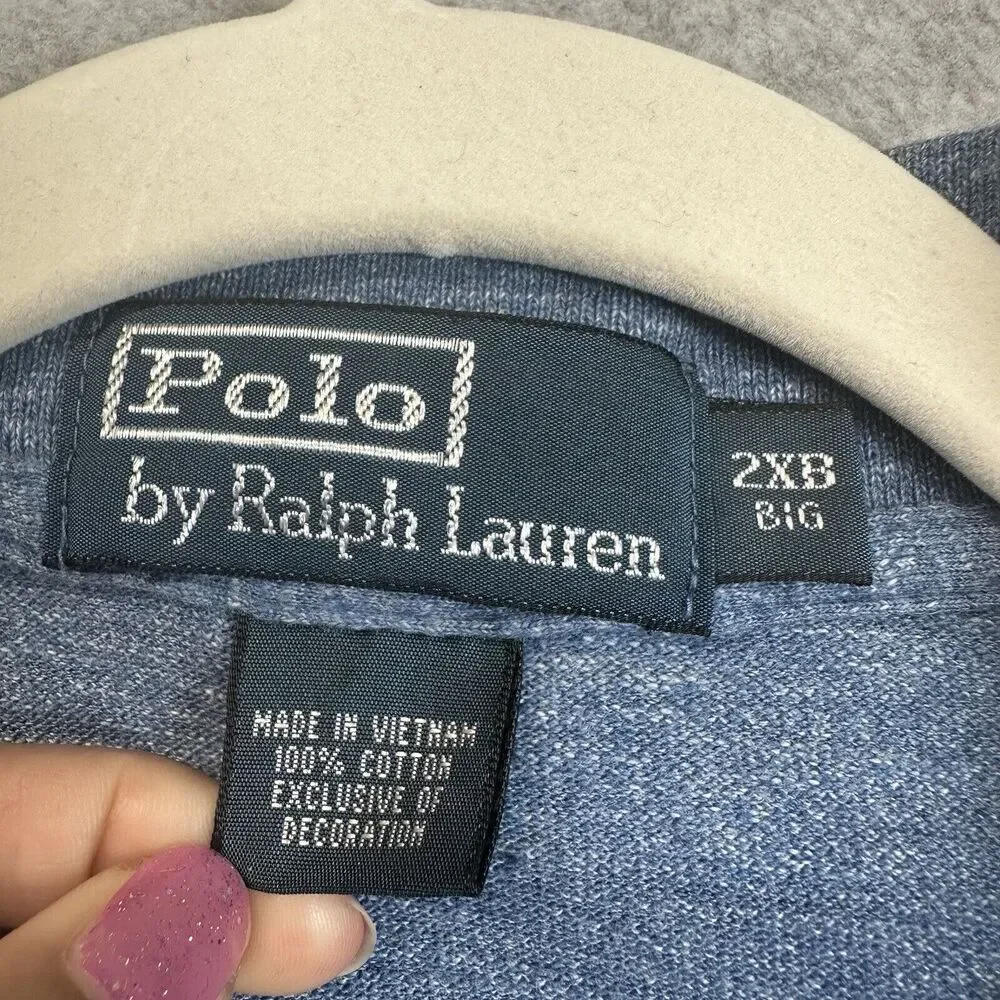 Polo Ralph Lauren‎ Shirt Mens 2XL Big Blue Cotton Long Sleeve Button Classic Fit